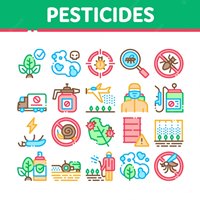 pesticides chemical collection icons set 87720 3280